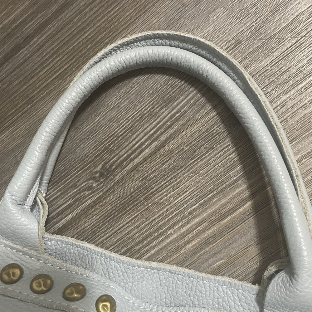 BORSE IN PELLE Large Soft Italian Sauvage Leather Tote Bag Studs Blue D-Rings - Picture 4 of 16